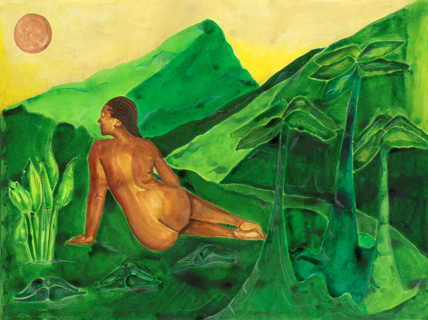 Basking In Golds & Greens: Wall Art Print