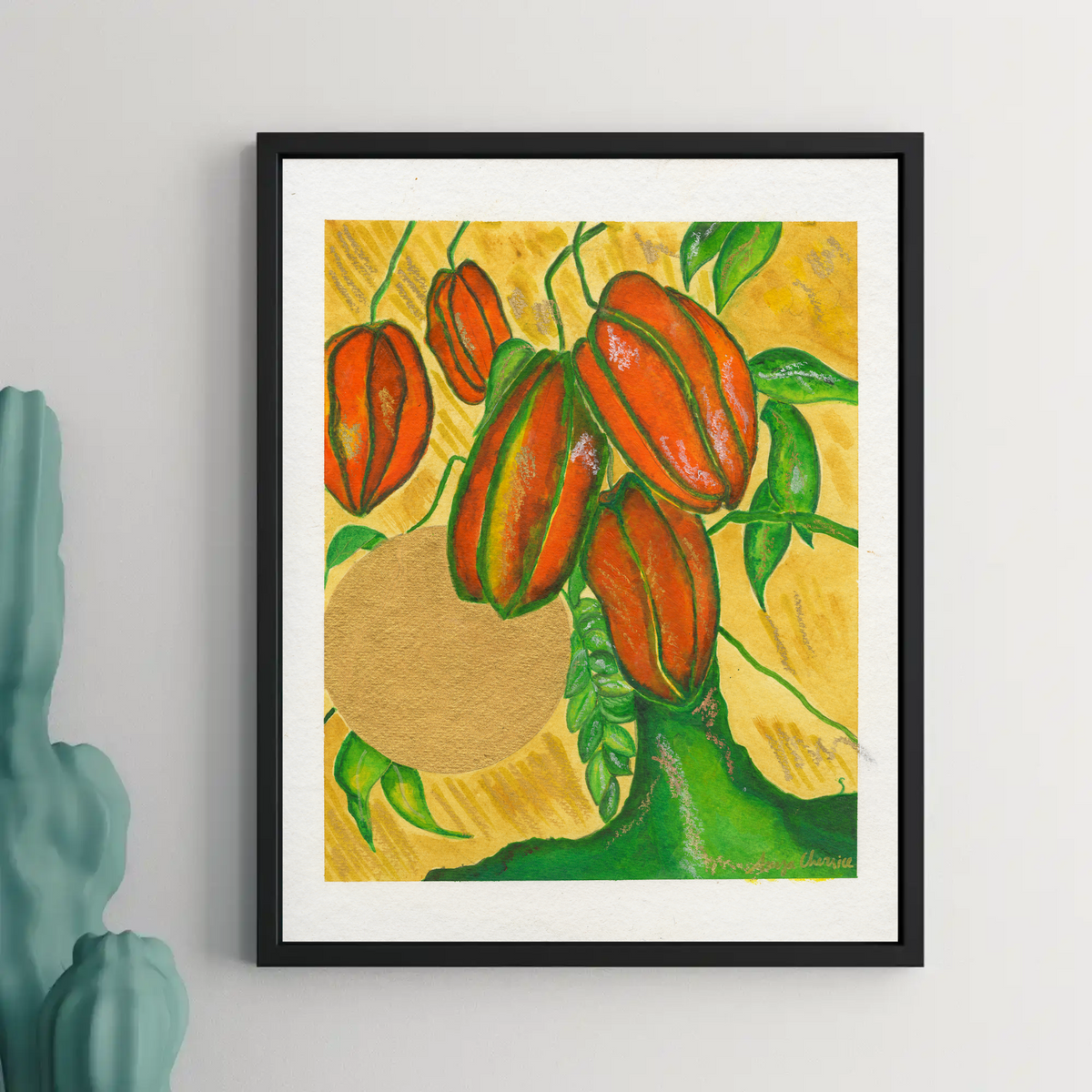 Star Fruit — Caribbean Five Fingers on Gold, full view of the original acrylic painting