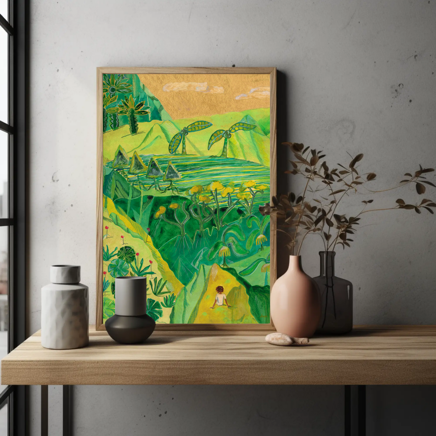 In Awe of the Mountain — Tropical Landscape Museum Quality Art Print