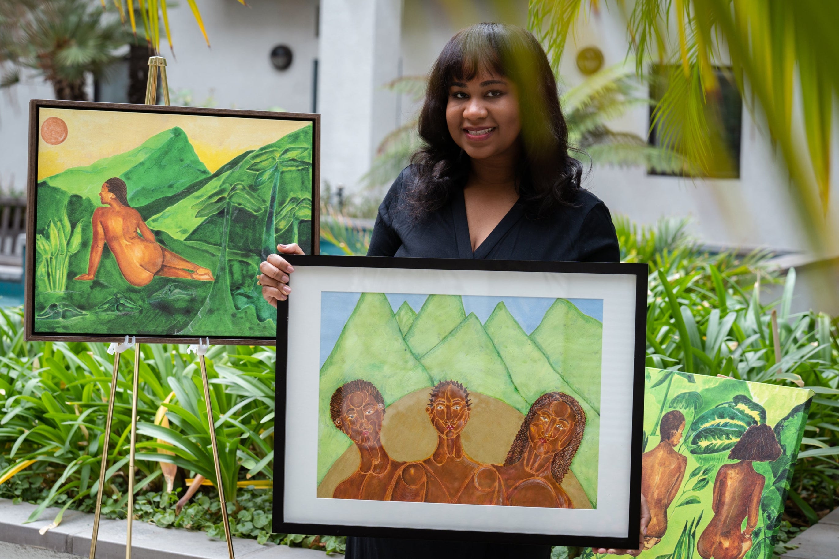 Anya Cherrice Art - Artist Surrounding By Caribbean Art