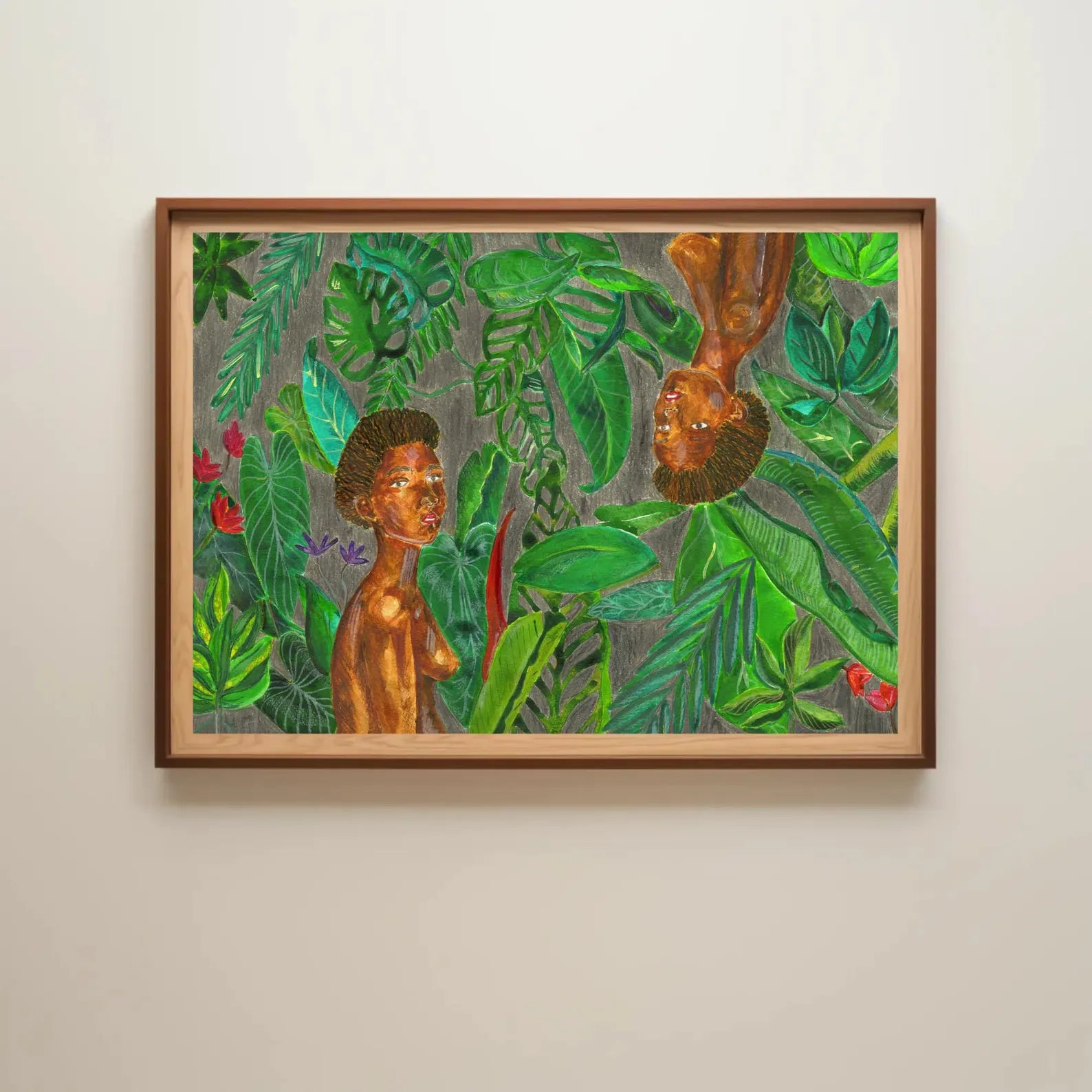 Reflections In Tropical Nature — original acrylic painting by Anya Cherrice, framed in black