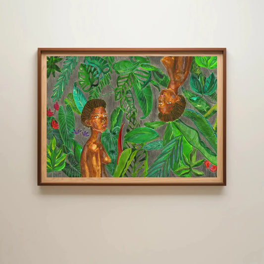 Reflections In Tropical Nature — original acrylic painting by Anya Cherrice, framed in black