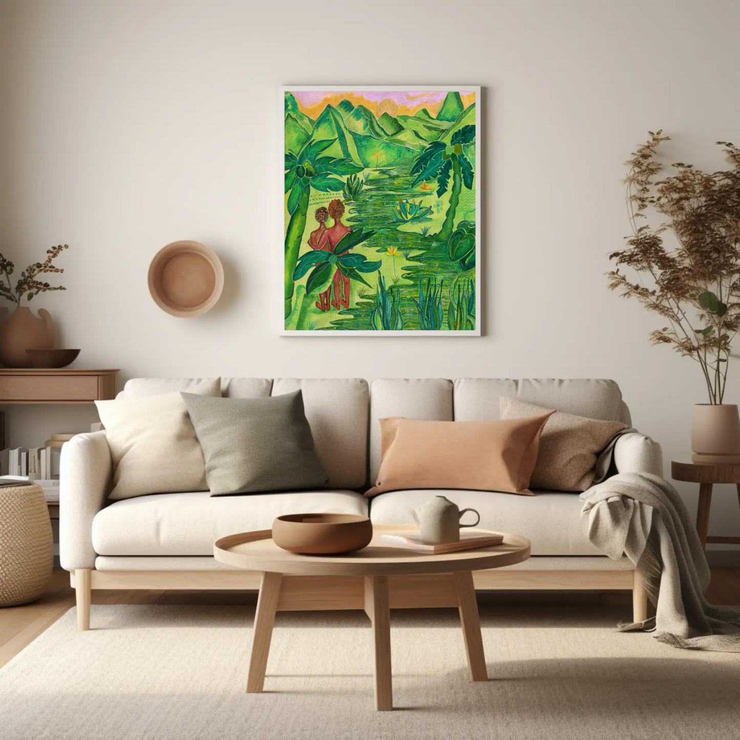 In the Valley of Green – Caribbean Landscape Acrylic Painting Print (Archival Paper)